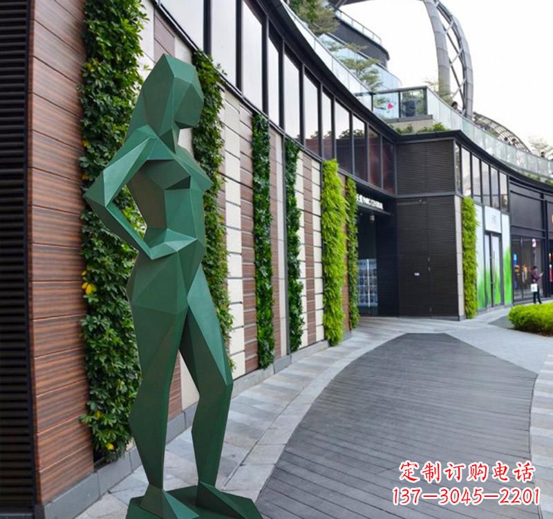不锈钢几何抽象人物雕塑