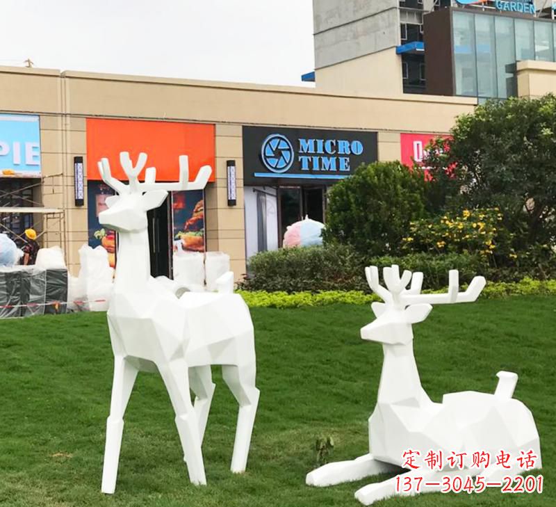 小鹿雕塑 - 不锈钢/几何/动物/小鹿 小鹿雕塑 - 不锈钢/几何/动物/小鹿