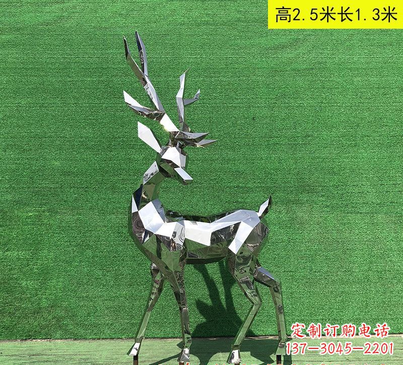 不锈钢几何鹿雕塑222