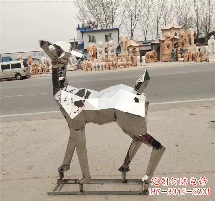不锈钢几何小鹿雕塑