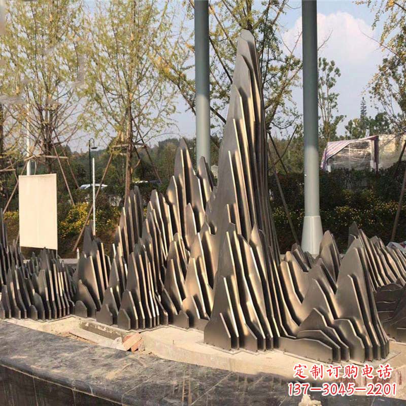 不锈钢假山雕塑-公园园林创意景观雕塑