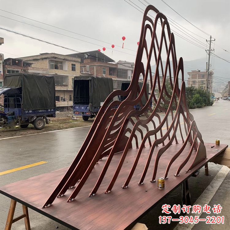 不锈钢假山形水景雕塑