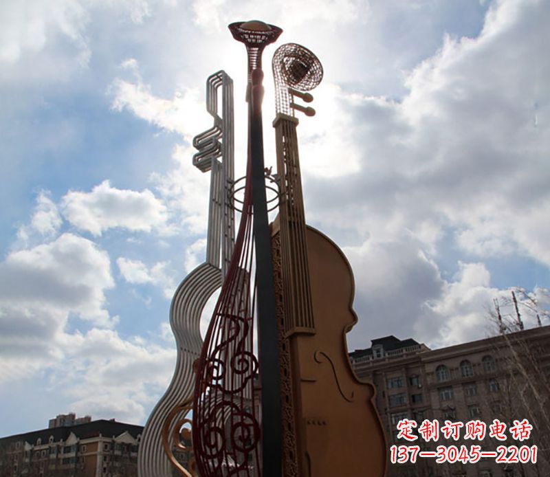 不锈钢剪纸抚琴雕塑