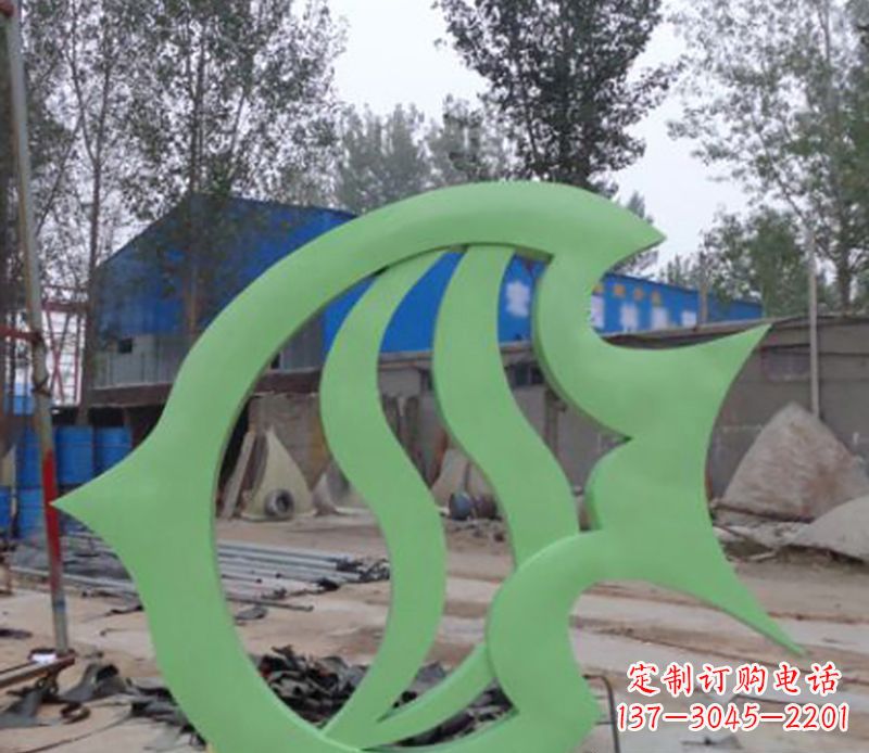 不锈钢剪纸鲤鱼雕塑