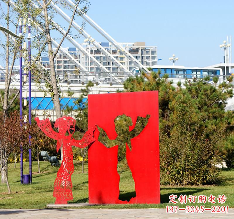 不锈钢剪纸皮影雕塑