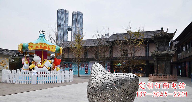 不锈钢交织镂空街边景观雕塑