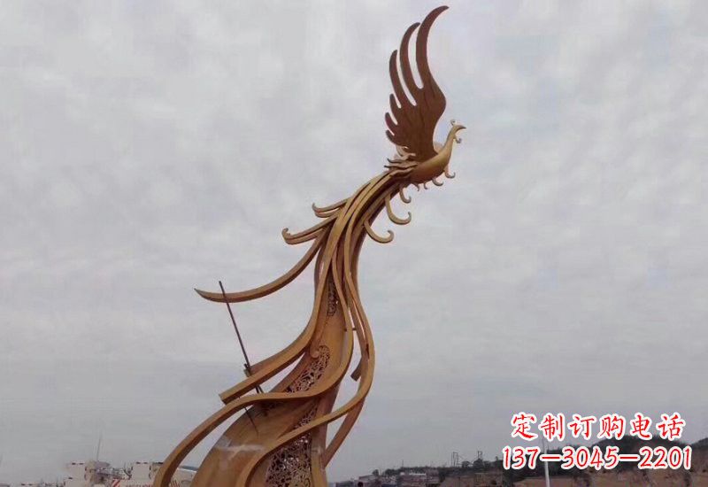 不锈钢金凤凰雕塑2