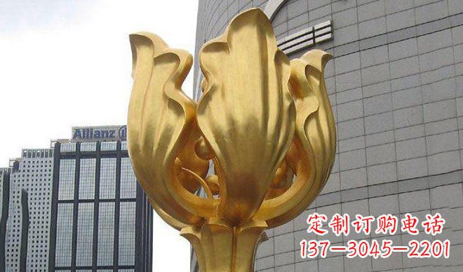不锈钢金色紫荆花雕塑