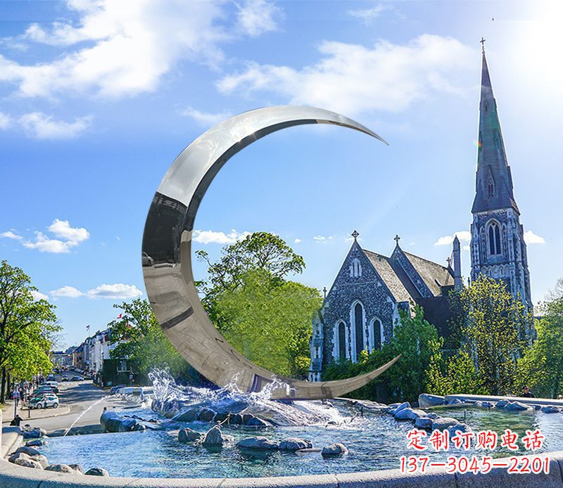 不锈钢景观月亮雕塑:精美绝伦 不锈钢景观月亮雕塑:精美绝伦