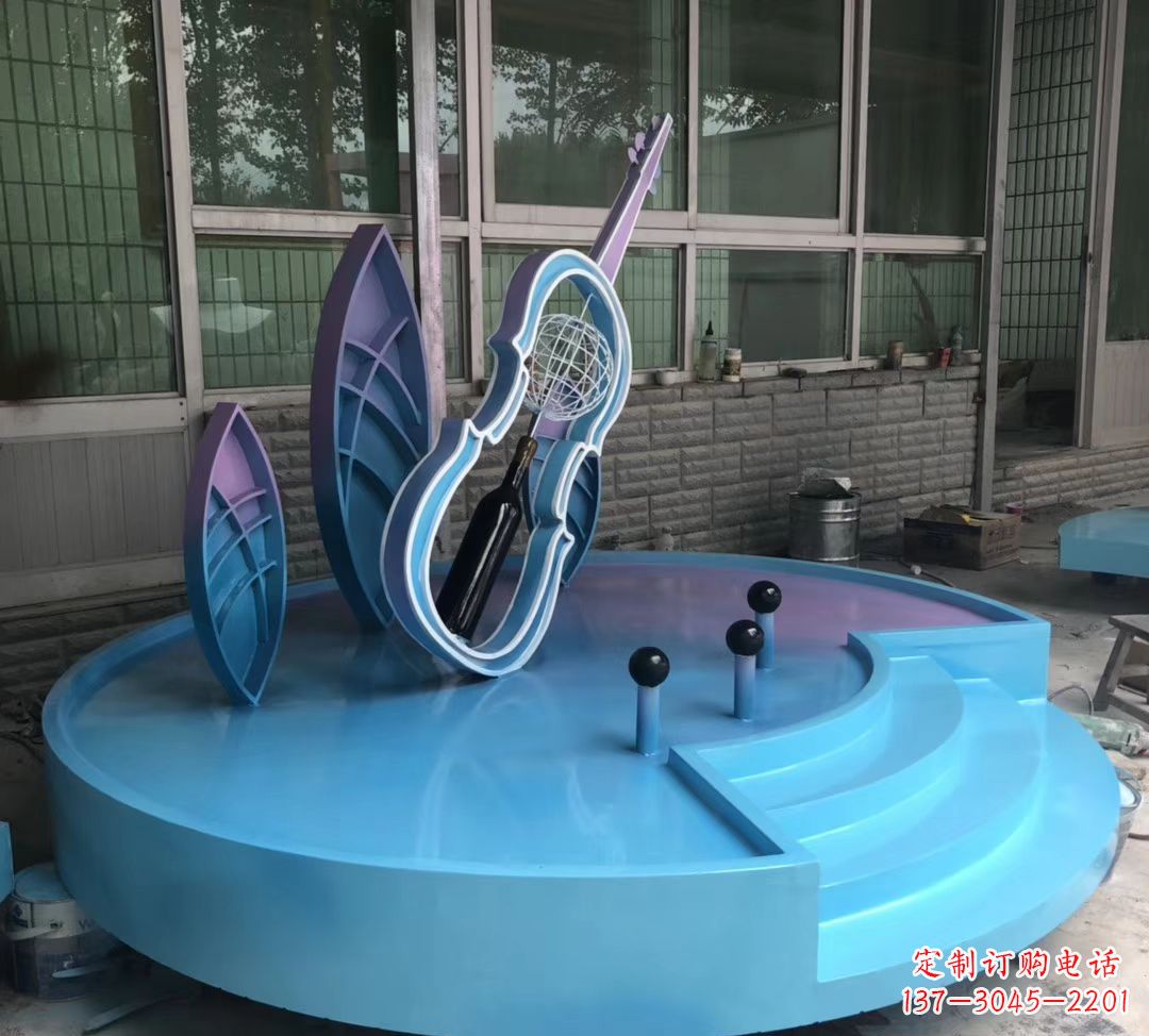 不锈钢景观大提琴雕塑 广场摆件
