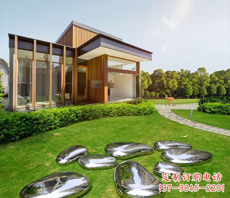 不锈钢景观石块雕塑