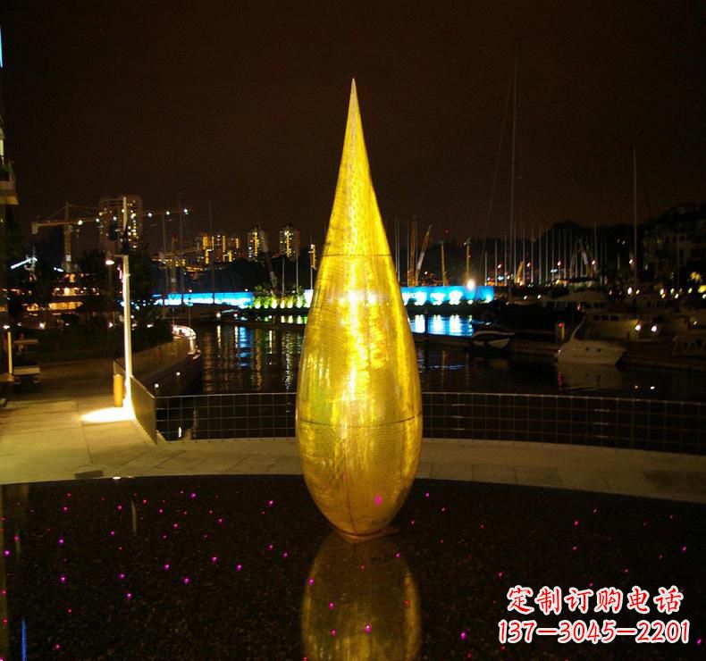 不锈钢景观水滴雕塑