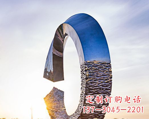 不锈钢景观圆环标志雕塑