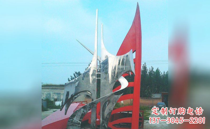 不锈钢镜面抽象雕塑 (2)