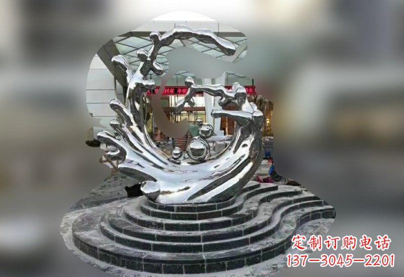 不锈钢镜面抽象水花雕塑