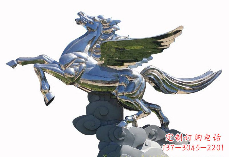 不锈钢镜面飞马雕塑