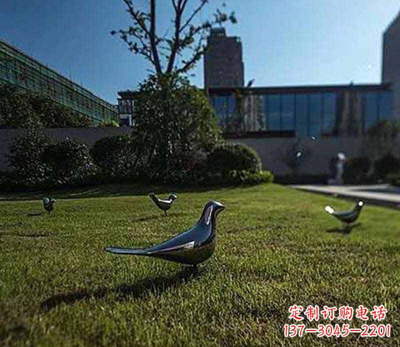 不锈钢镜面鸽子雕塑