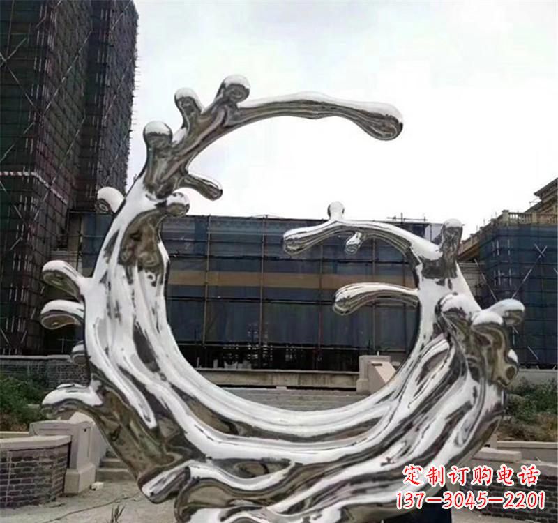 不锈钢镜面海浪雕塑2