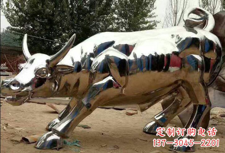 不锈钢镜面华尔街牛雕塑