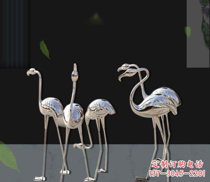 不锈钢镜面火烈鸟雕塑1