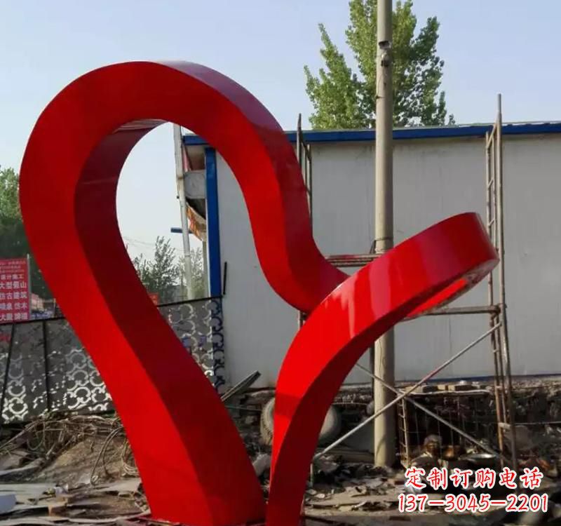 不锈钢烤漆现代彩带雕塑