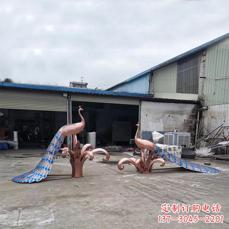 孔雀雕塑 - 不锈钢/孔雀/彩色 孔雀雕塑 - 不锈钢/孔雀/彩色