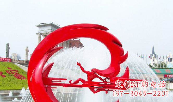 夸父逐日雕塑 - 不锈钢/夸父逐日/广场 夸父逐日雕塑 - 不锈钢/夸父逐日/广场