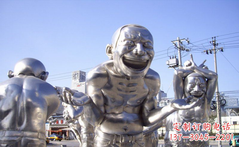 不锈钢夸张大笑人物雕塑