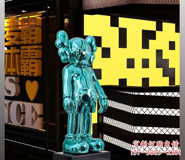 机器人雕塑 - 不锈钢/蓝色/机器人 机器人雕塑 - 不锈钢/蓝色/机器人