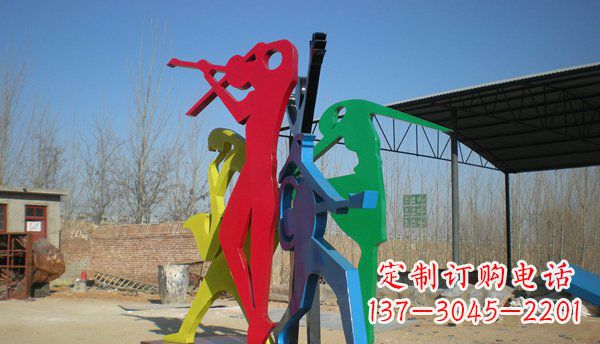 不锈钢乐队抽象人物雕塑 (2)