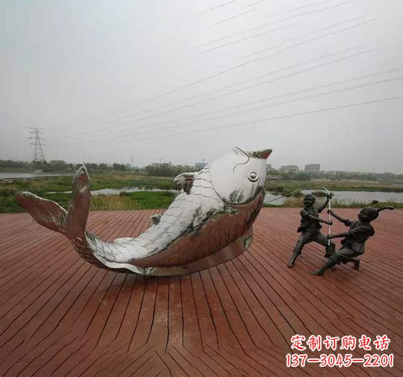 不锈钢鲤鱼雕塑