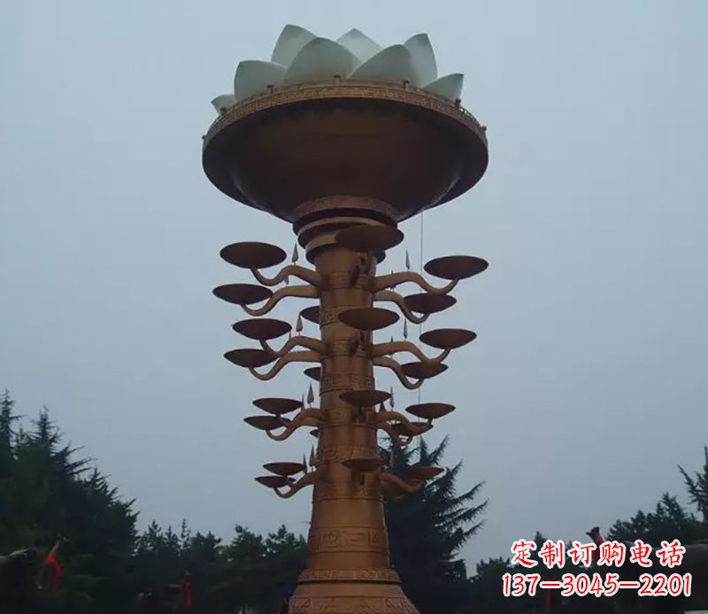 不锈钢莲花灯雕塑