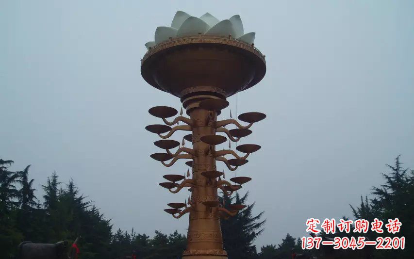 不锈钢莲花灯广场雕塑