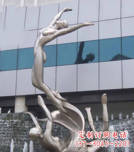 不锈钢练杂技抽象人物雕塑
