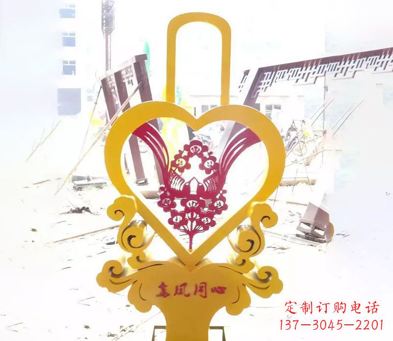 龙凤雕塑 - 不锈钢/龙凤/同心 龙凤雕塑 - 不锈钢/龙凤/同心