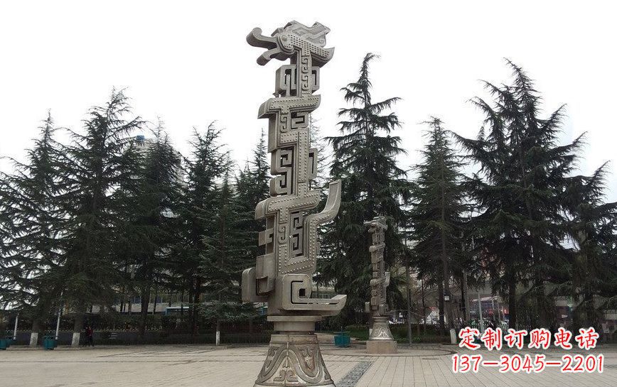 不锈钢龙柱广场景观雕塑