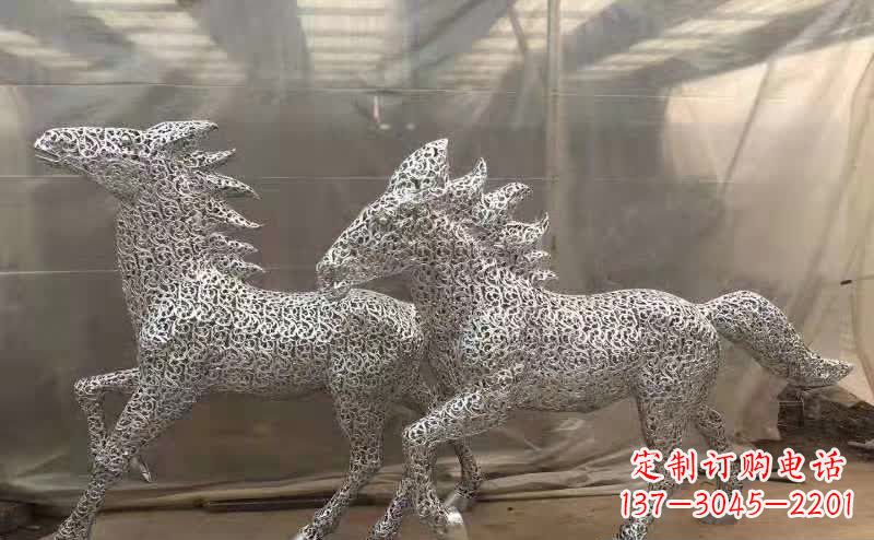 不锈钢/镂空/跑马-不锈钢镂空奔跑马雕塑 不锈钢/镂空/跑马-不锈钢镂空奔跑马雕塑