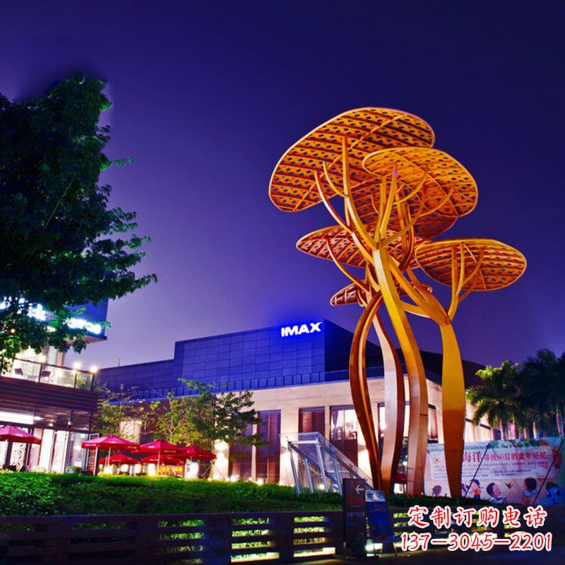 不锈钢镂空大树雕塑-小区园林抽象景观树