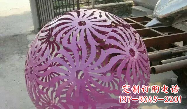 不锈钢镂空花球雕塑 (2)