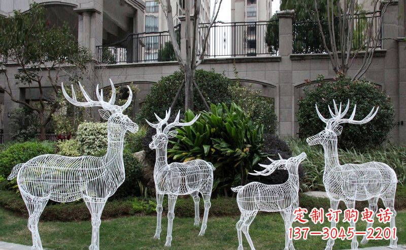 不锈钢镂空鹿别墅景观雕塑