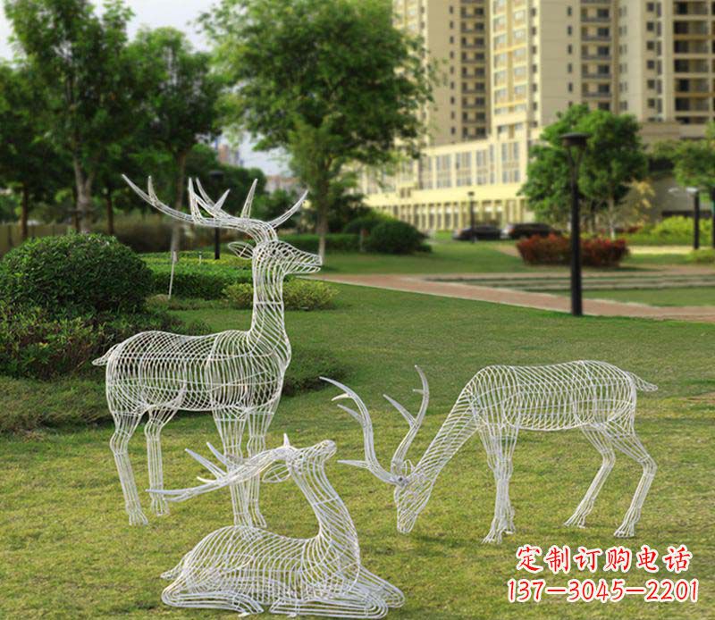 不锈钢镂空梅花鹿雕塑1