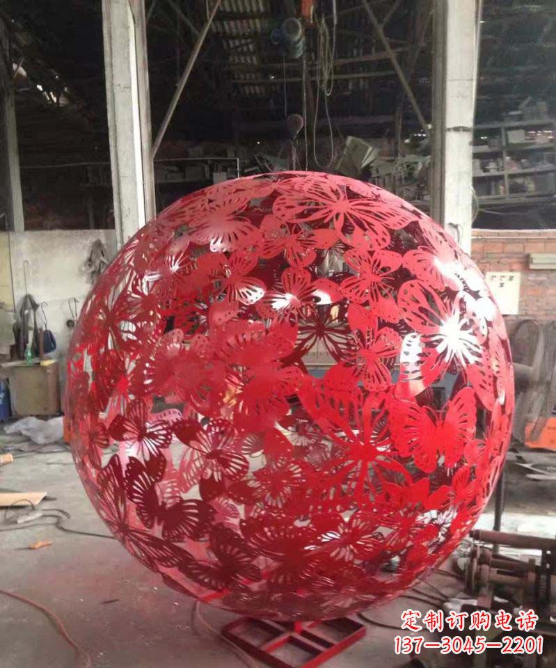 不锈钢镂空造型景观花球雕塑