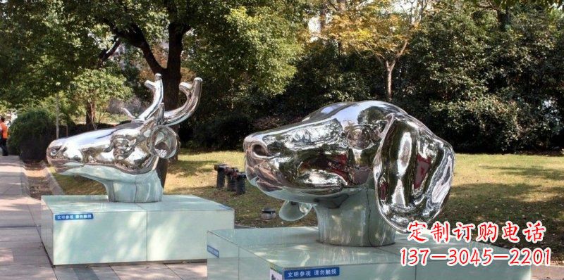 狗头雕塑 - 不锈钢/狗头/公园 狗头雕塑 - 不锈钢/狗头/公园