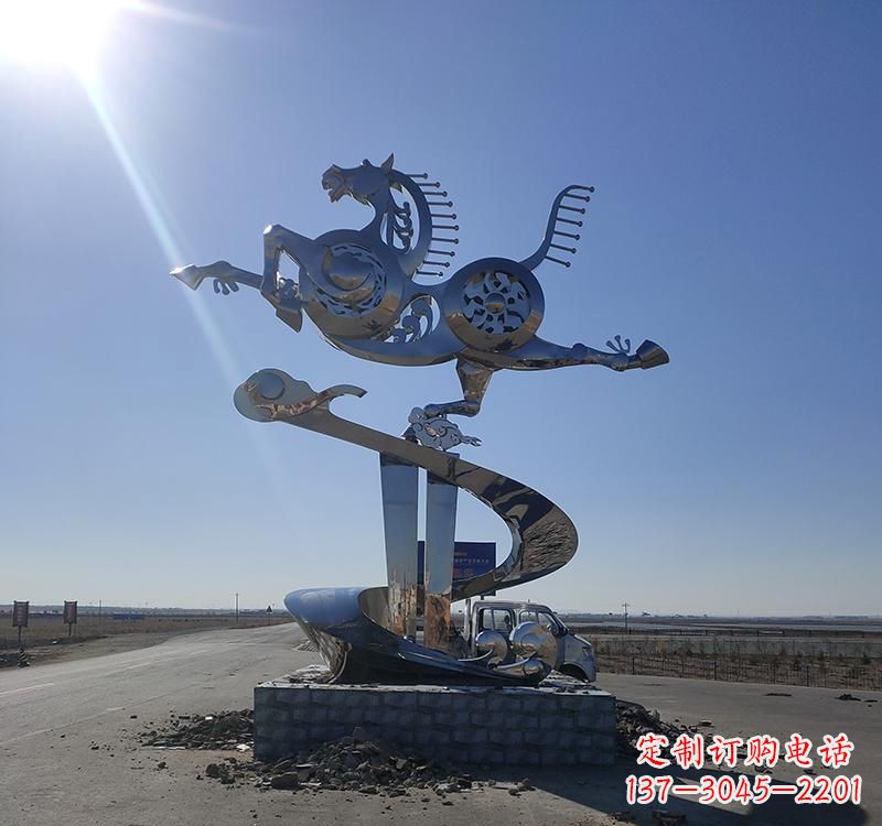 不锈钢马踏飞燕城市雕塑