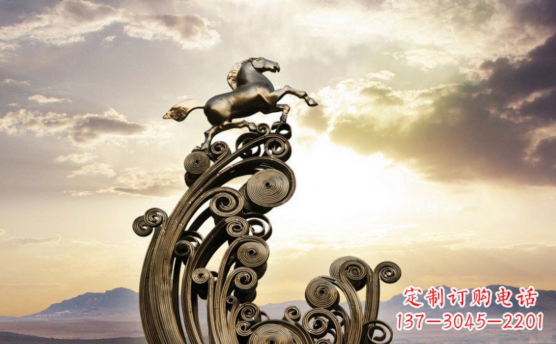 不锈钢马踏浪广场雕塑