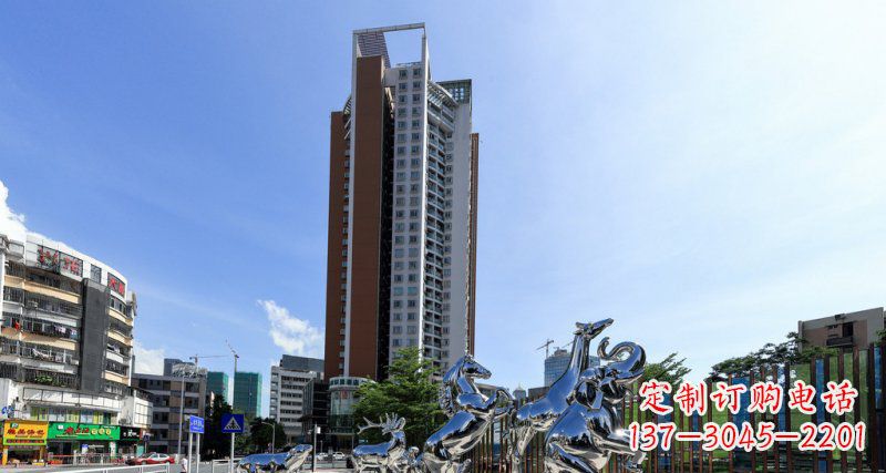 不锈钢马长颈鹿大象动物雕塑