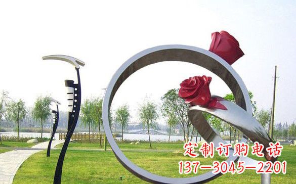 玫瑰花雕塑 - 不锈钢/玫瑰花/戒指 玫瑰花雕塑 - 不锈钢/玫瑰花/戒指