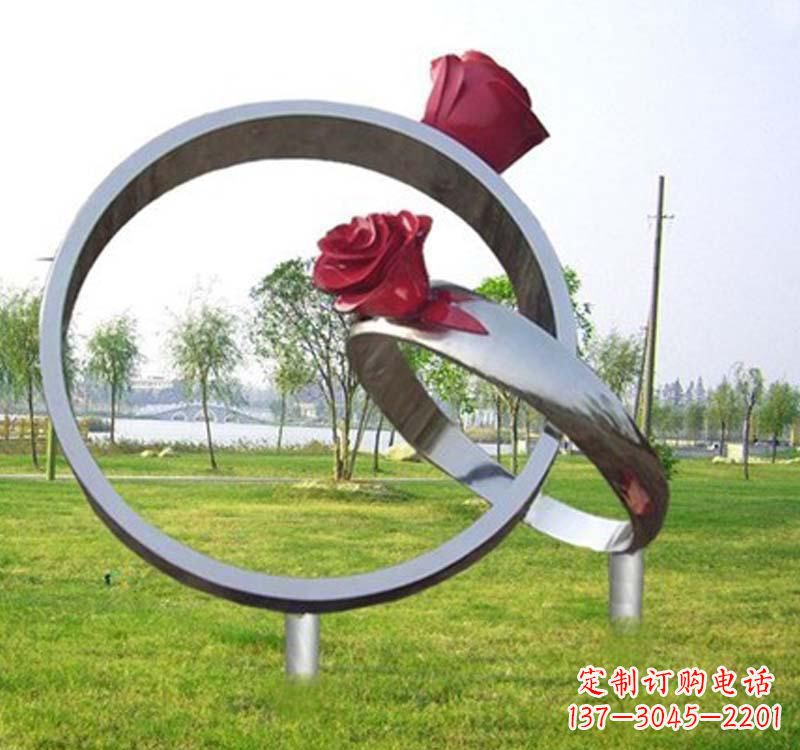 不锈钢/玫瑰/戒指-不锈钢玫瑰戒指雕塑 不锈钢/玫瑰/戒指-不锈钢玫瑰戒指雕塑