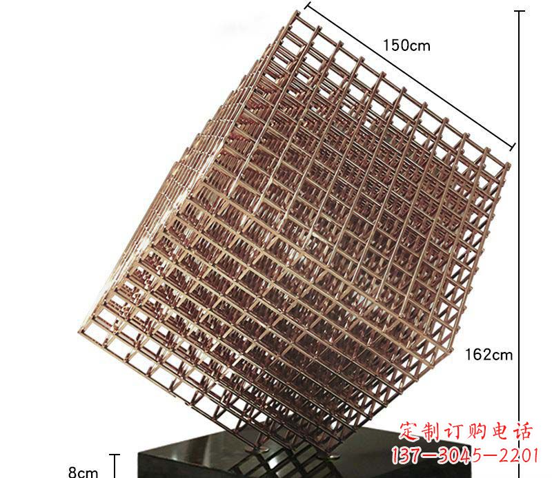 不锈钢玫瑰金色几何领域抽象雕塑