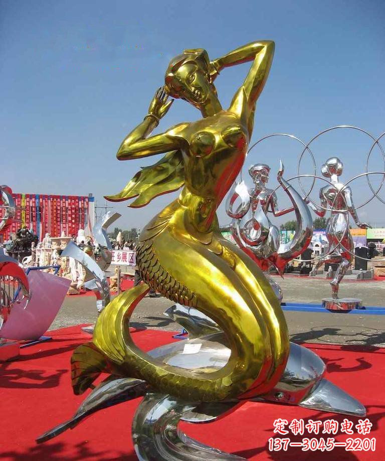 不锈钢美人鱼景观雕塑